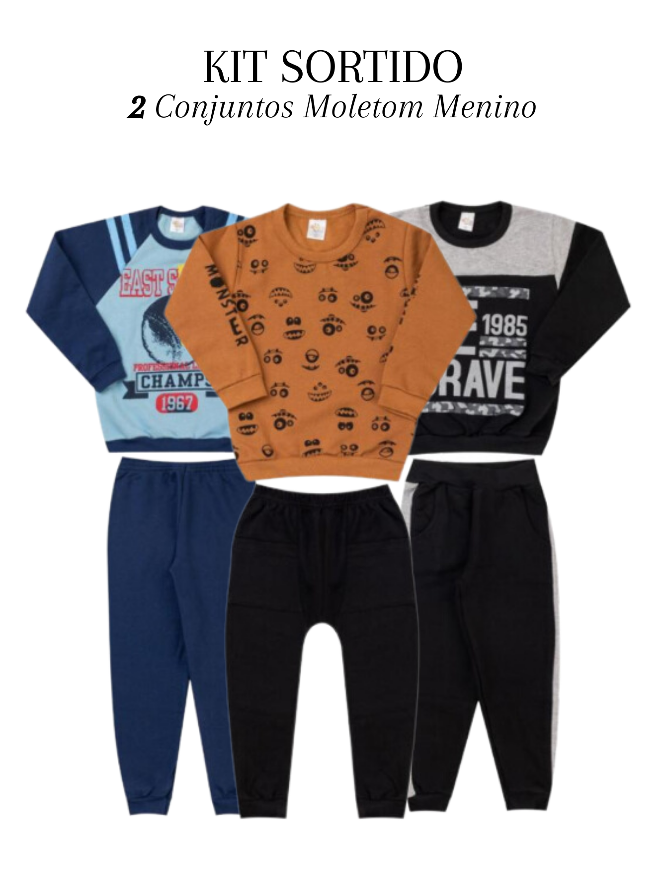 Kit Peças Moletom Infantil Menino e Menina Inverno Casacos